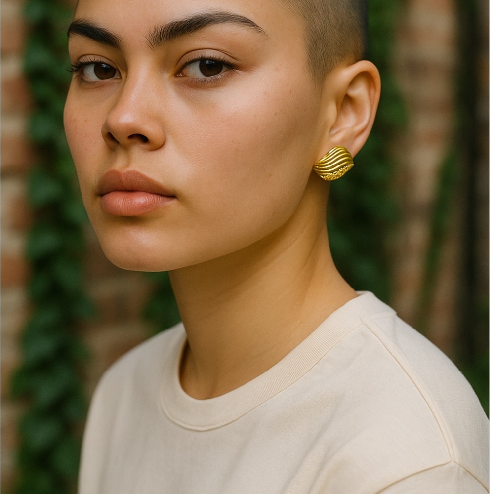 Vintage Givenchy Gold Tone Crystal Swirl Clip-On Earrings Statement